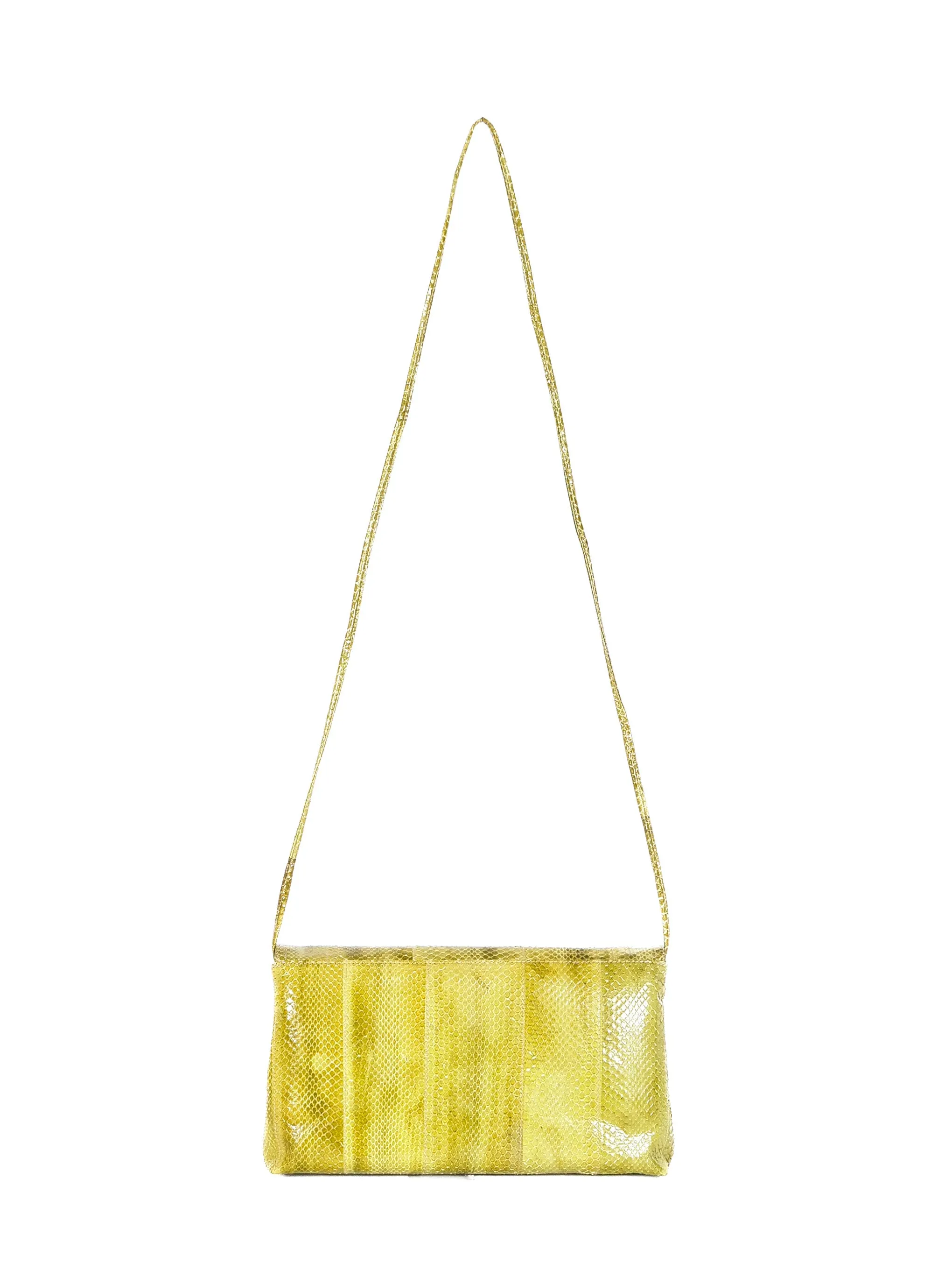 Chartreuse Snakeskin Convertible Clutch