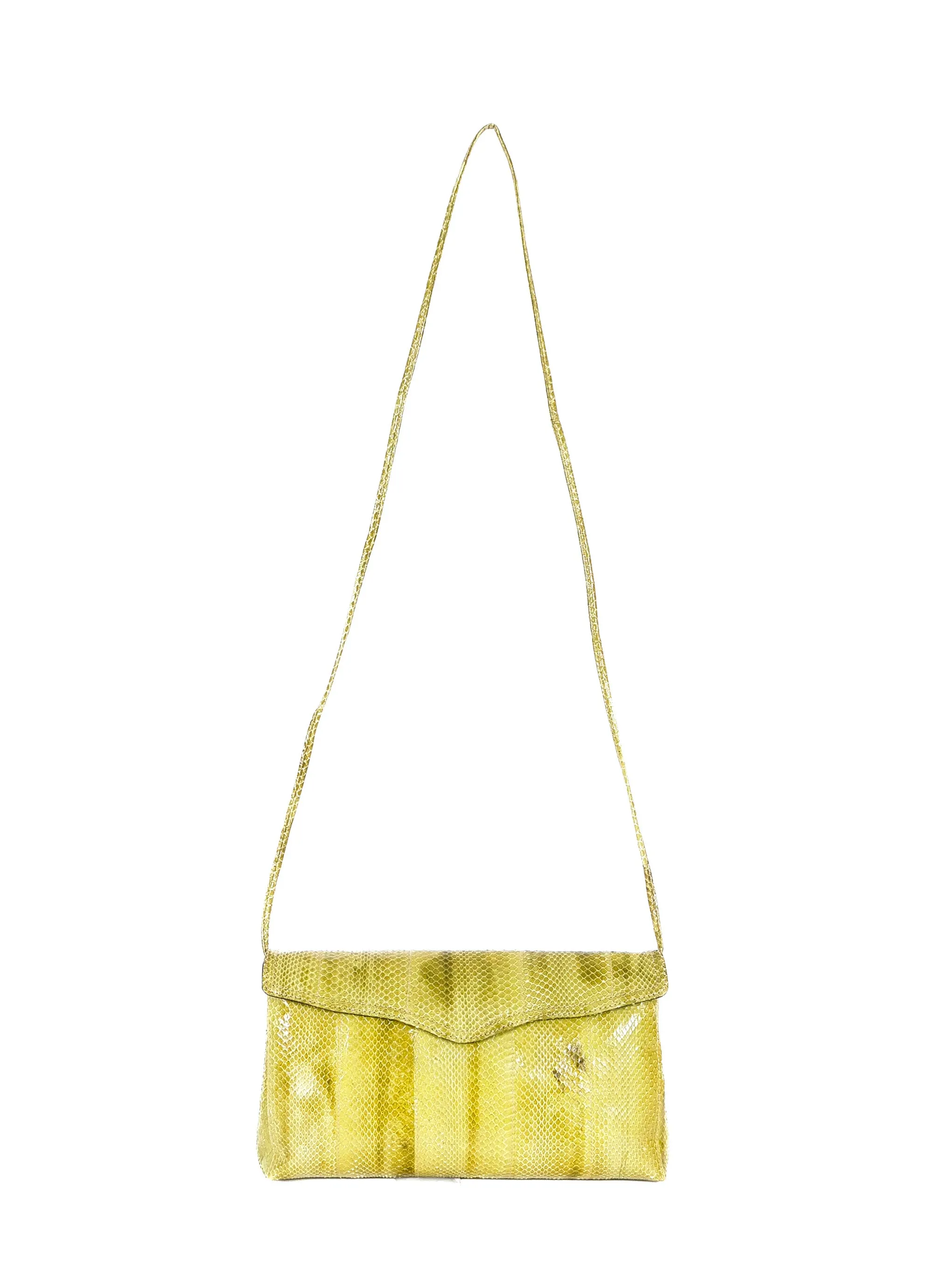 Chartreuse Snakeskin Convertible Clutch