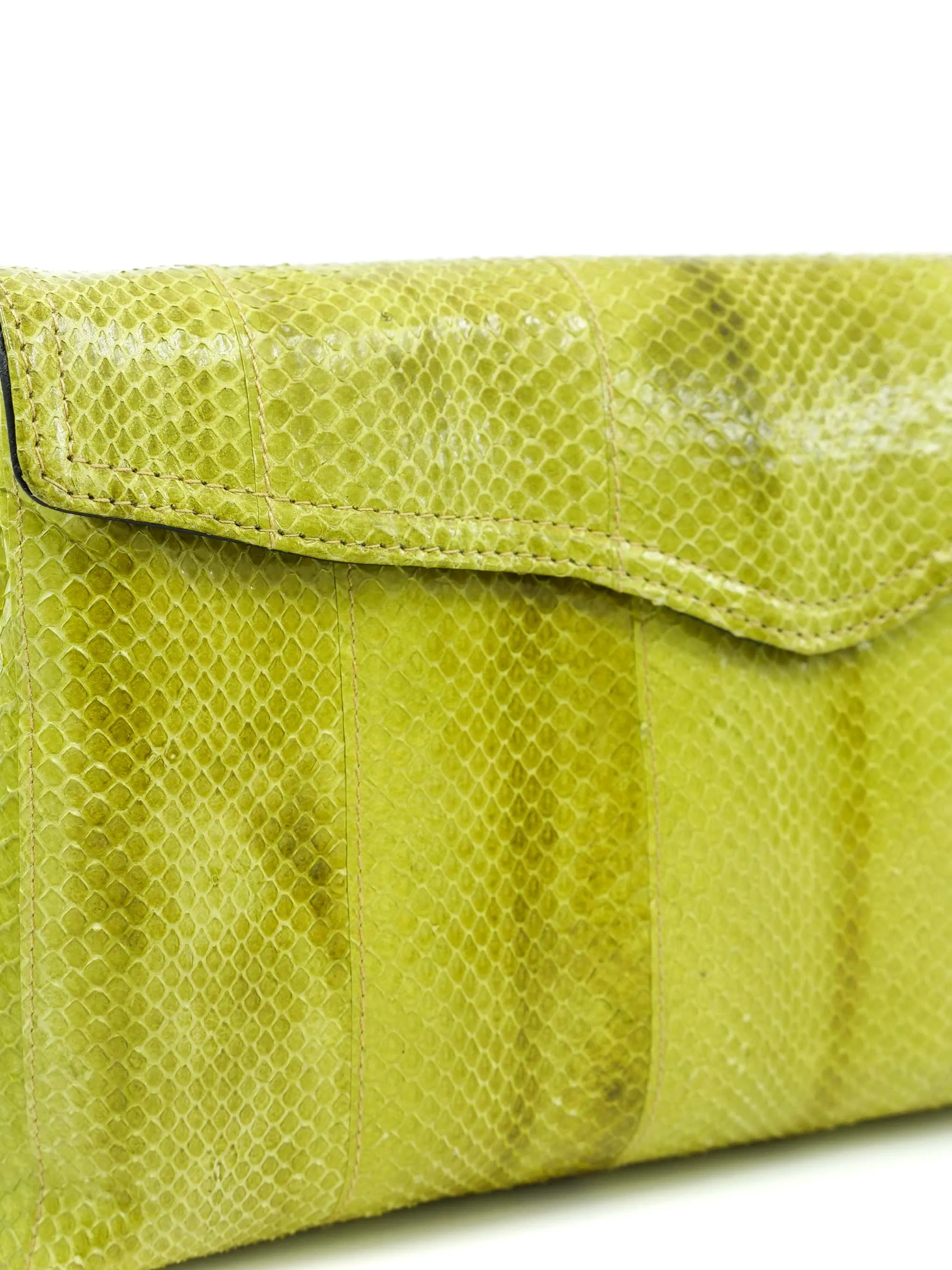 Chartreuse Snakeskin Convertible Clutch