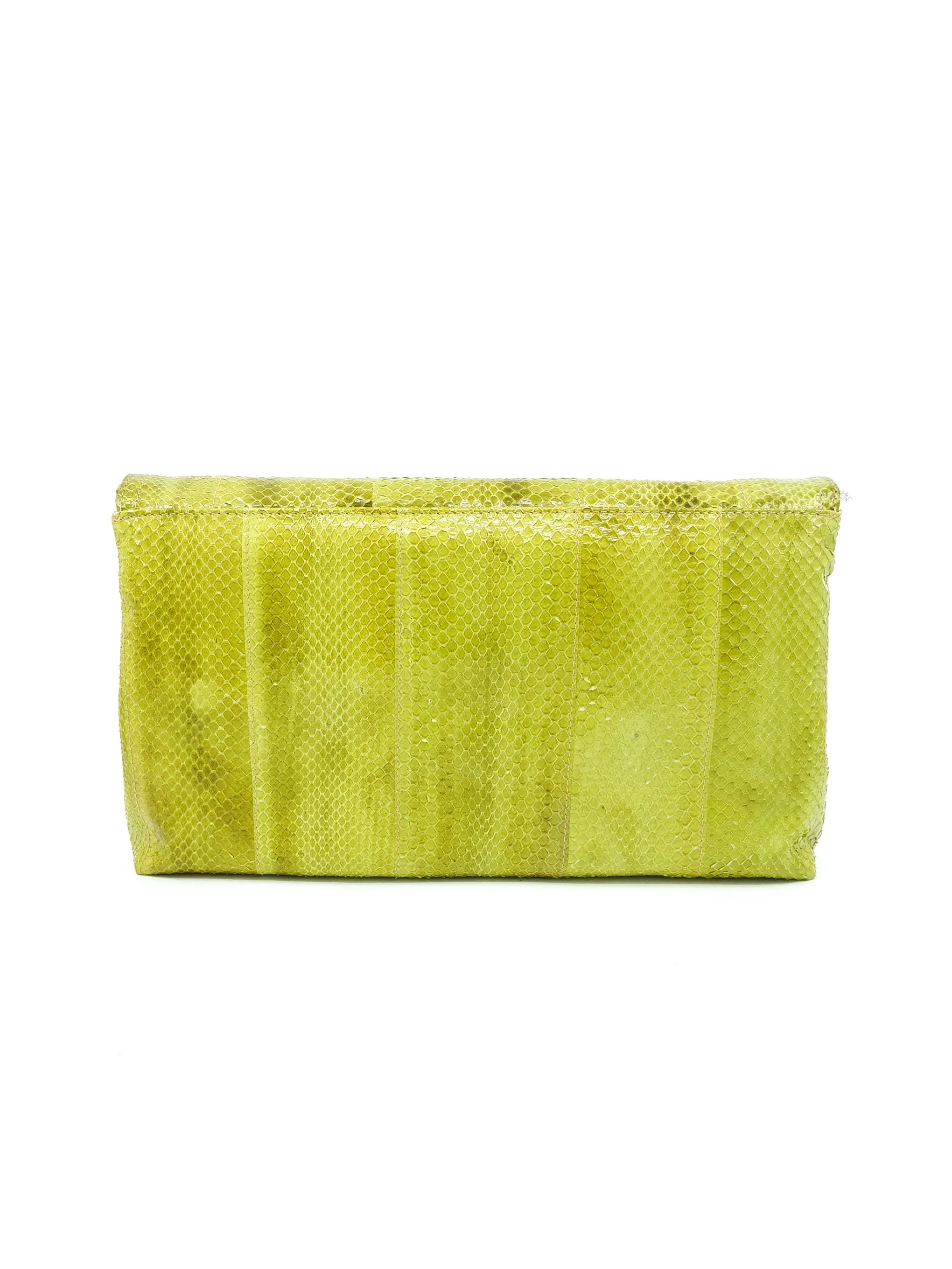 Chartreuse Snakeskin Convertible Clutch