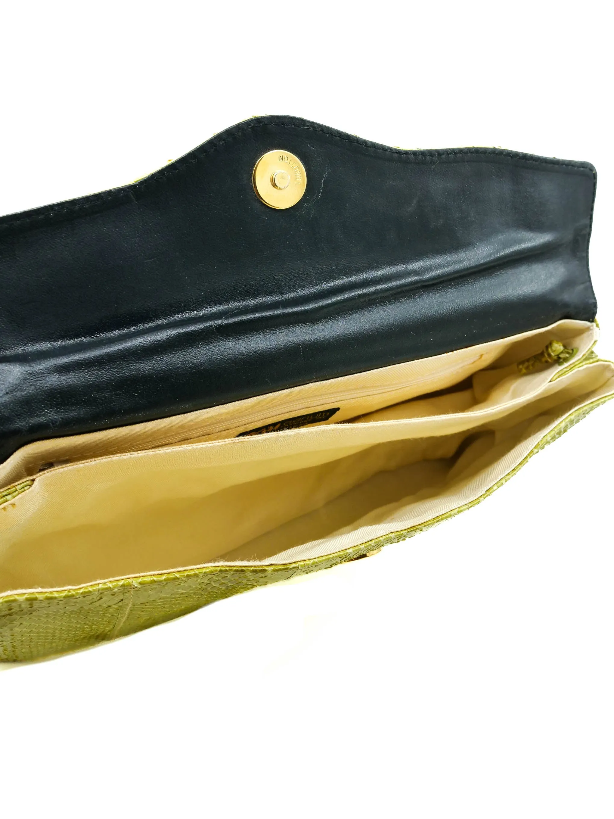 Chartreuse Snakeskin Convertible Clutch