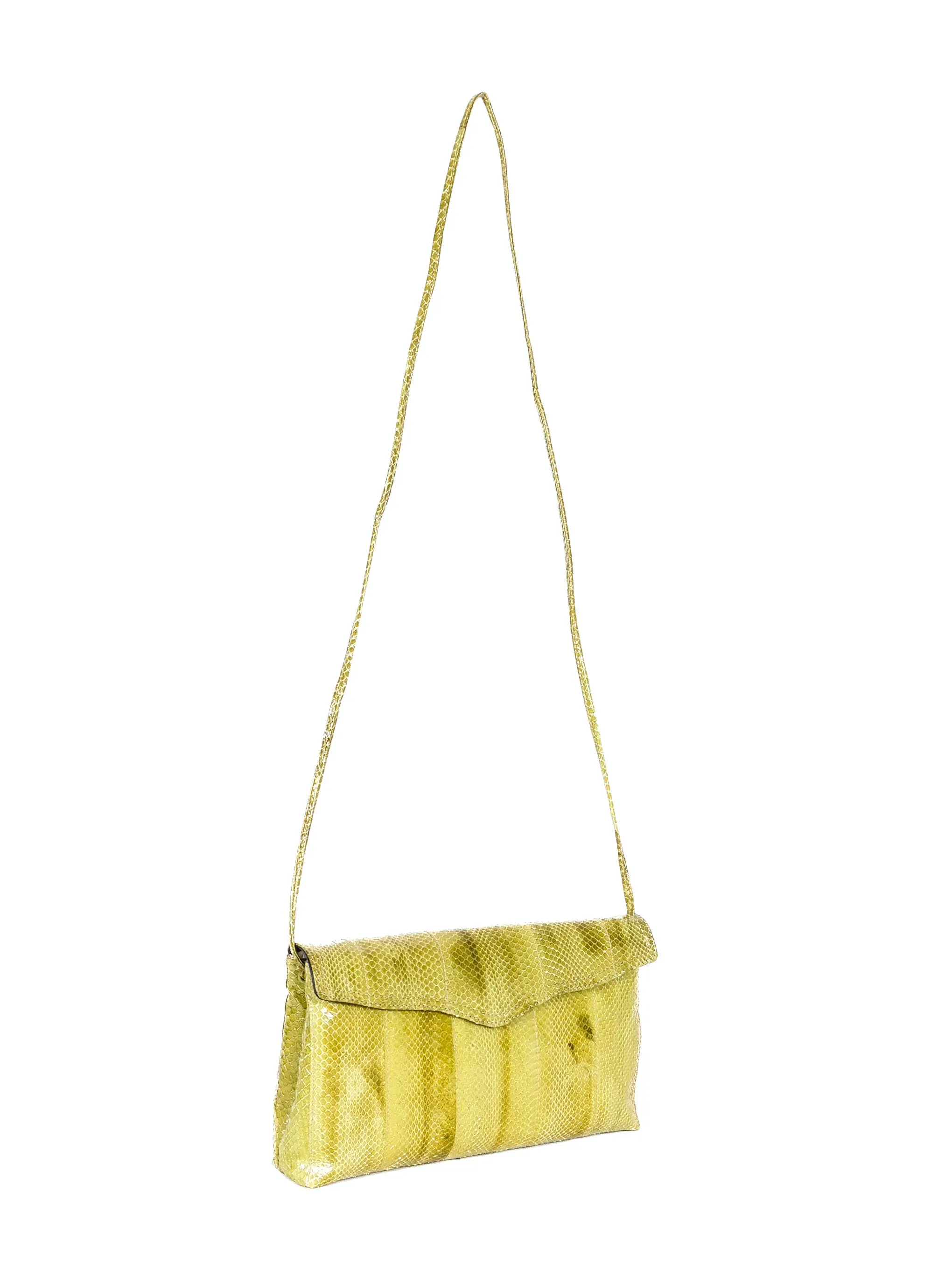 Chartreuse Snakeskin Convertible Clutch