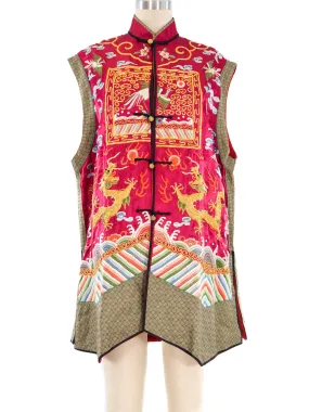 Chinese Dragon Embroidered Silk Vest