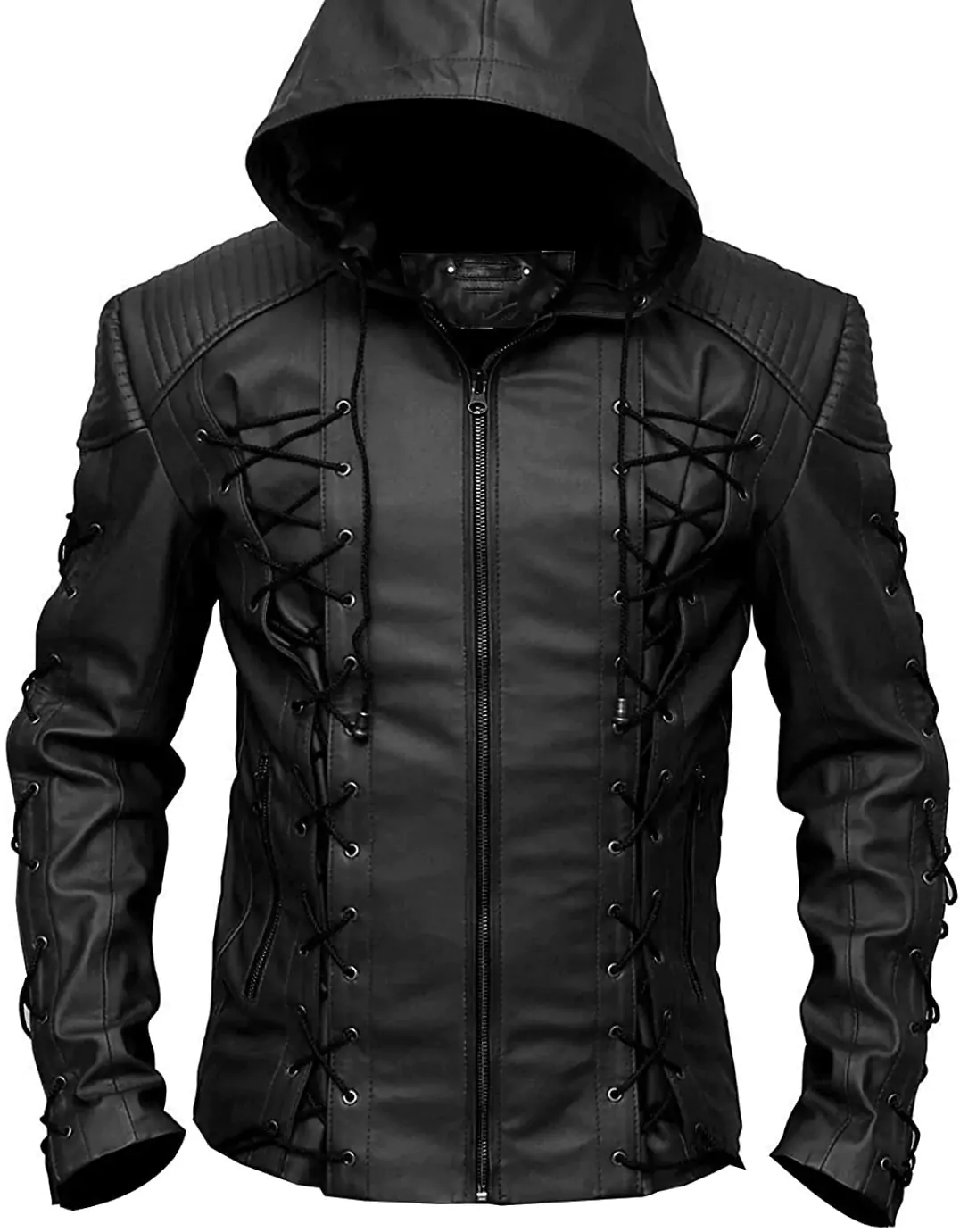 Clifford Men’s Black Detachable hooded Leather Jacket