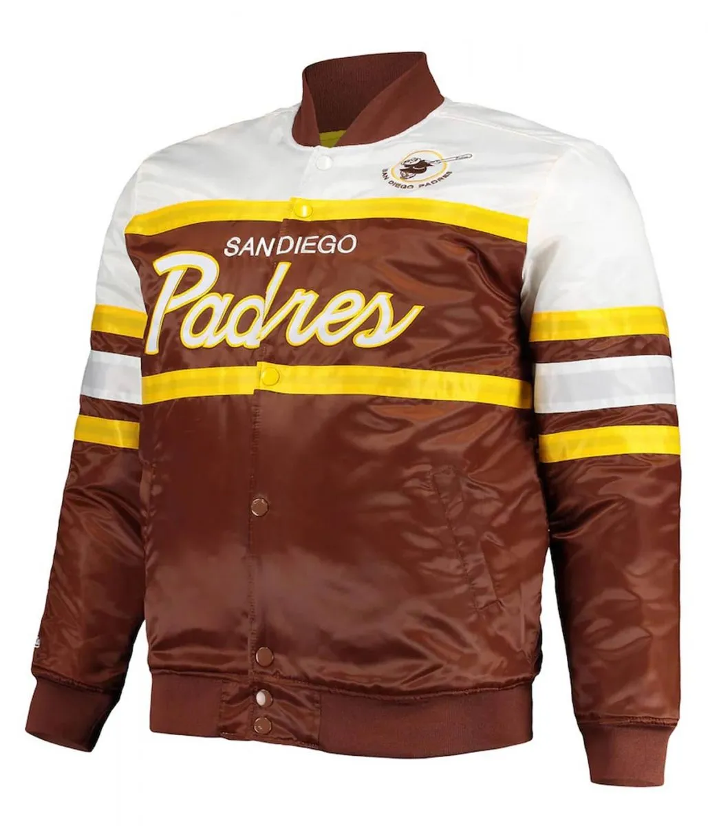 Coaches San Diego Padres Full-Snap Brown/Gold Satin Jacket