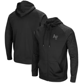 Colosseum Air Force Falcons Black Blackout 3.0 Tonal Raglan Full-Zip Hoodie