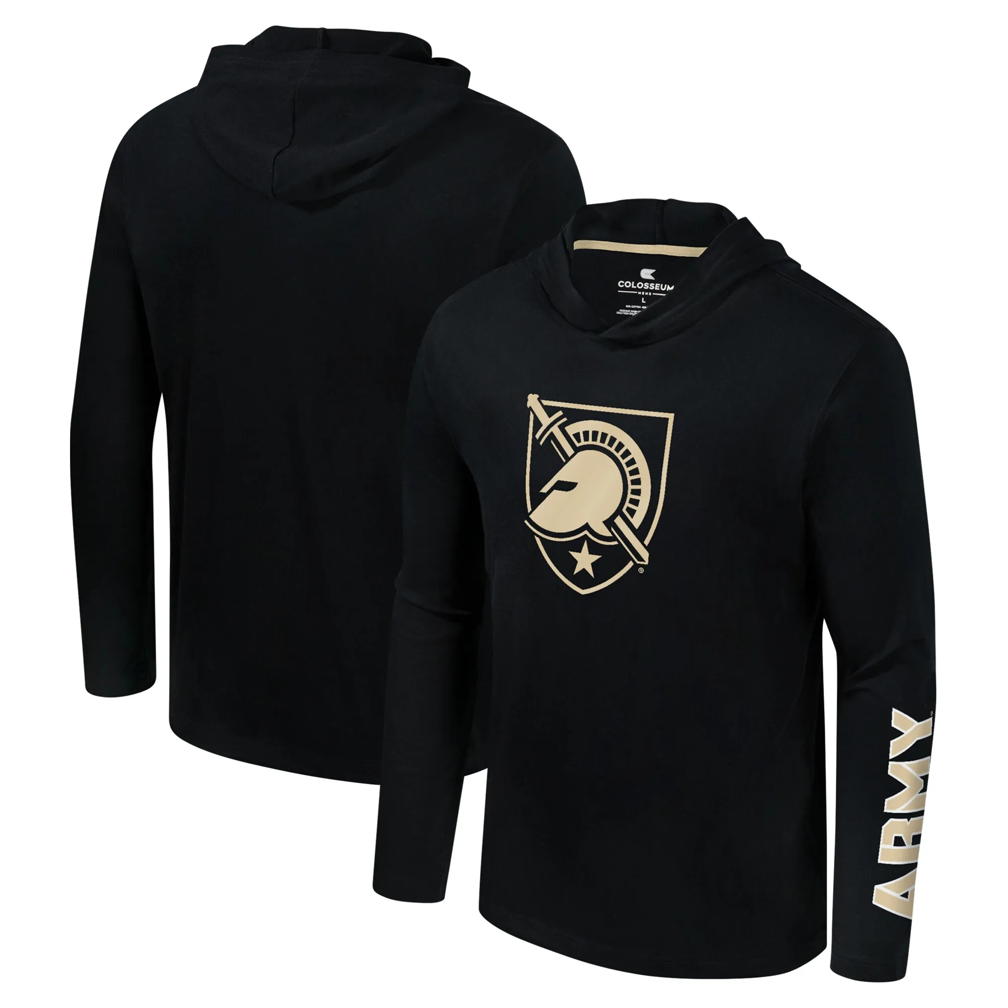 Colosseum Army Black Knights Black Logo Lockup Active Blend Long Sleeve  T-Shirt Hoodie