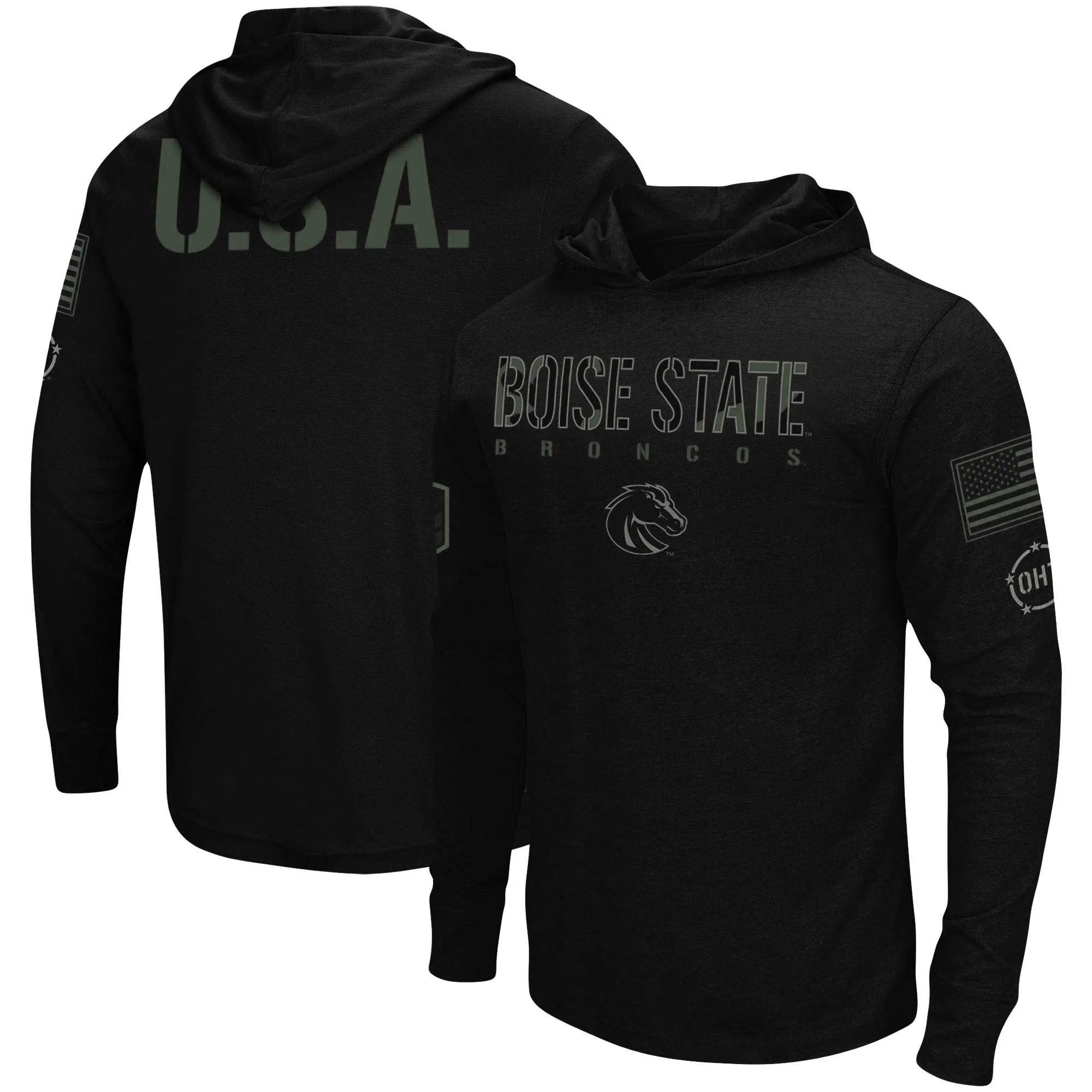 Colosseum Boise State Broncos Black OHT Military Appreciation Hoodie Long Sleeve T-Shirt