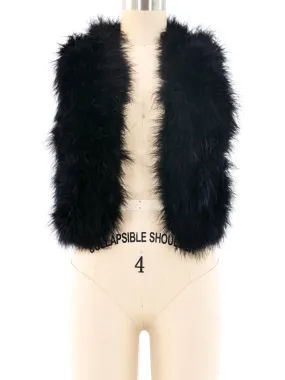 Cropped Black Marabou Feather Vest