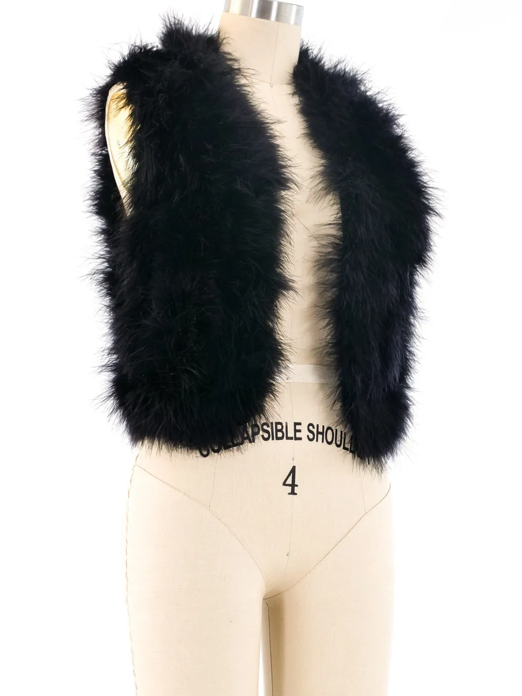 Cropped Black Marabou Feather Vest