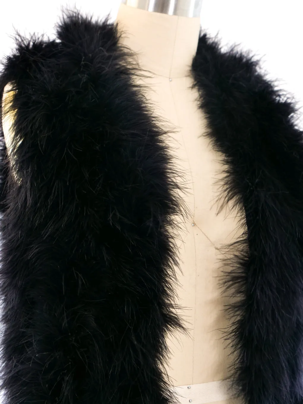 Cropped Black Marabou Feather Vest