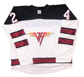 Custom Hockey Jerseys with a Van Halen Embroidered Twill Logo