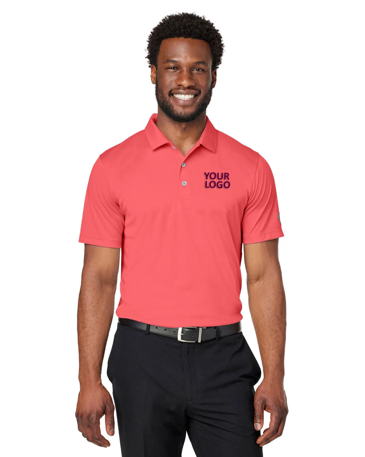 Custom Puma Men's Gamer Golf Polo, Hot Coral