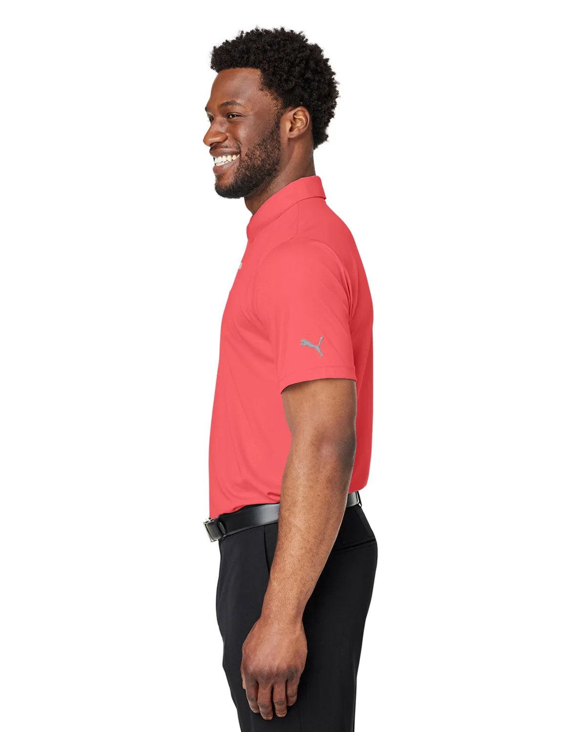 Custom Puma Men's Gamer Golf Polo, Hot Coral