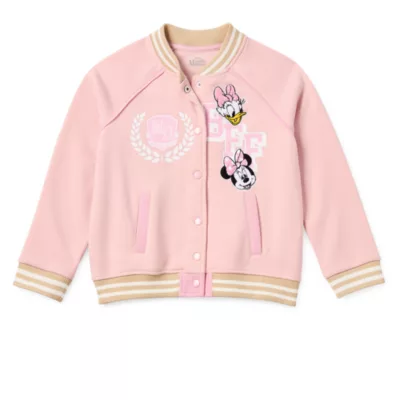 Disney Collection Little & Big Girls Fleece Minnie Mouse Lightweight Varsity Jacket