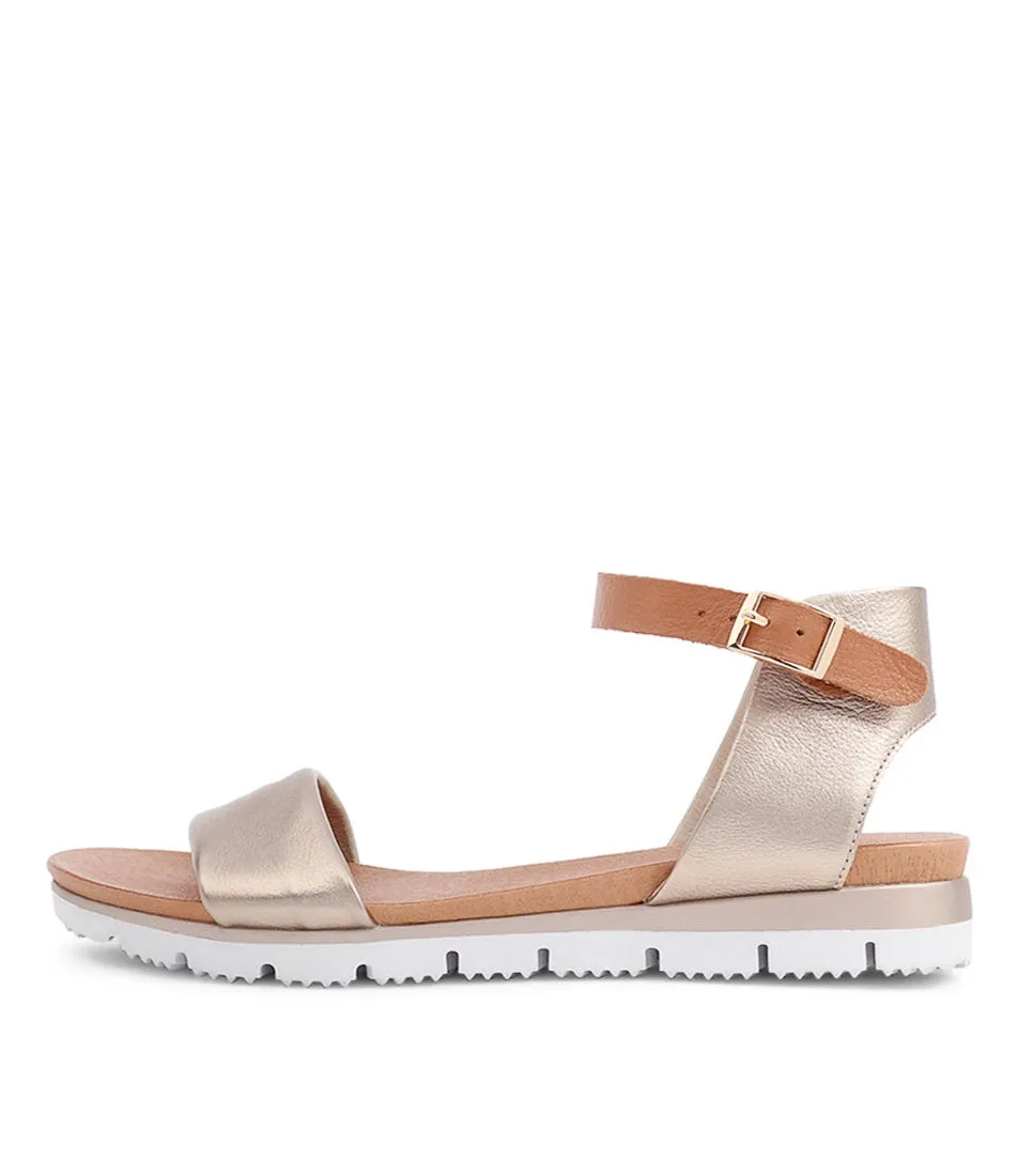 DJANGO & JULIETTE Londona Champagne Scotch Leather Sandals