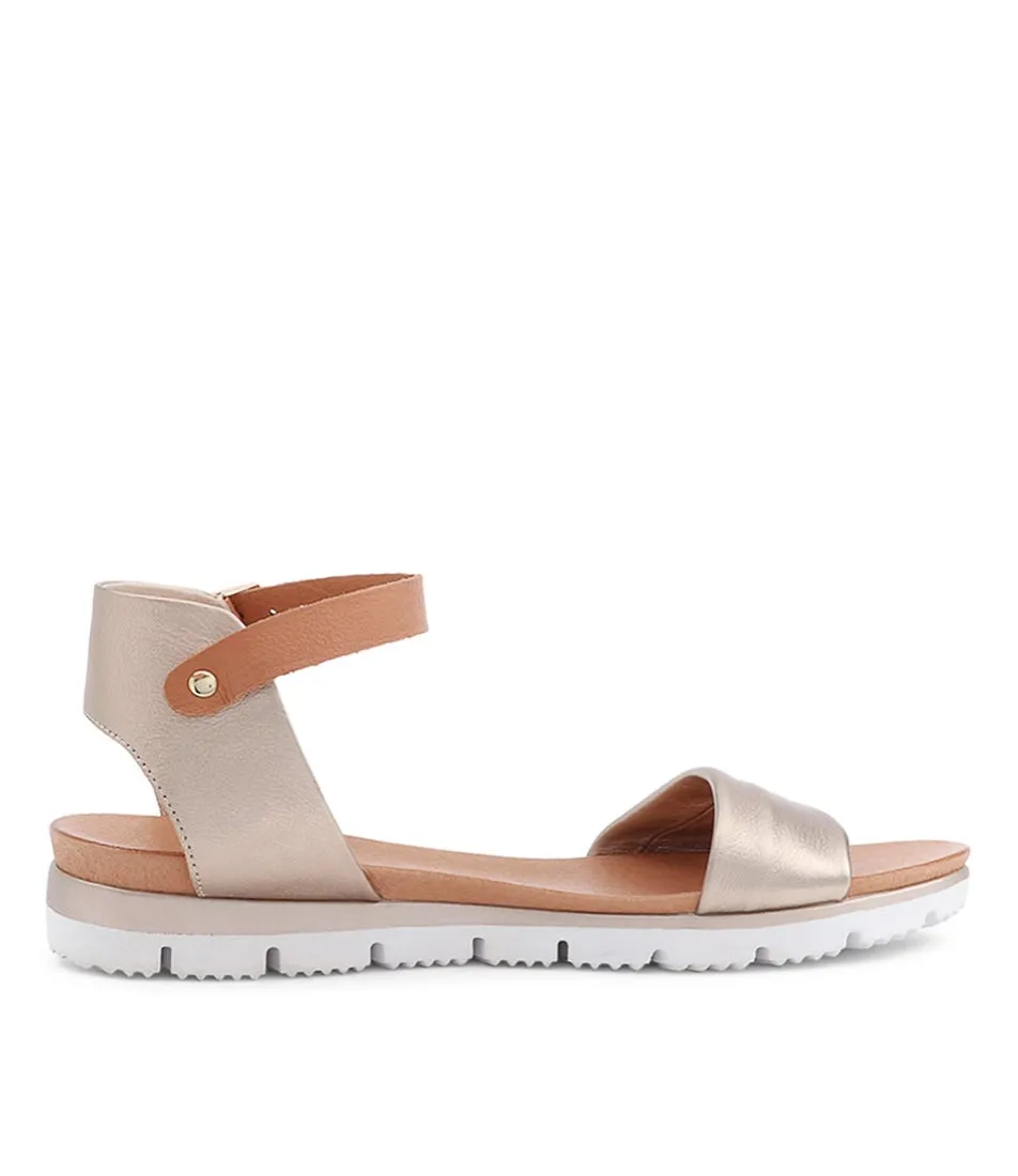 DJANGO & JULIETTE Londona Champagne Scotch Leather Sandals