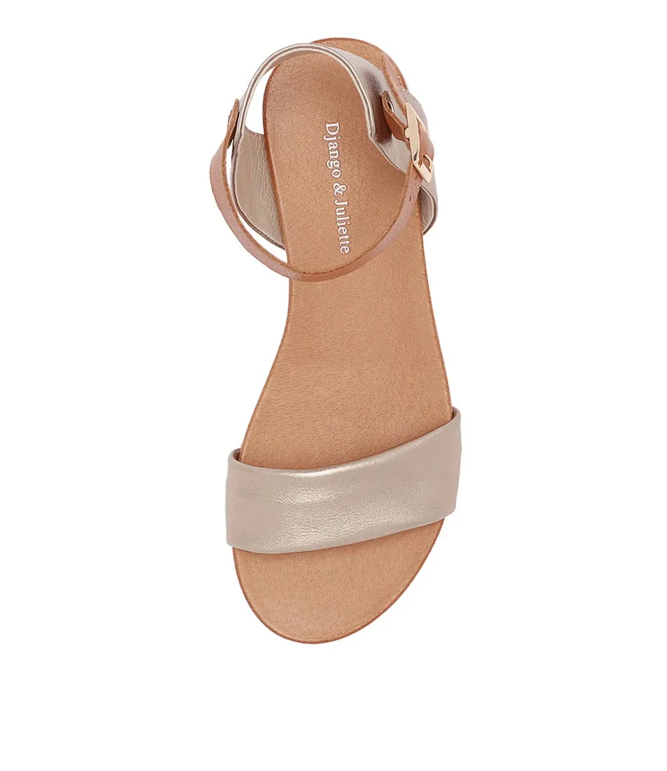 DJANGO & JULIETTE Londona Champagne Scotch Leather Sandals