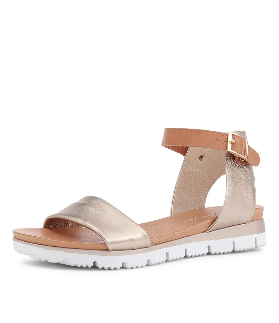 DJANGO & JULIETTE Londona Champagne Scotch Leather Sandals