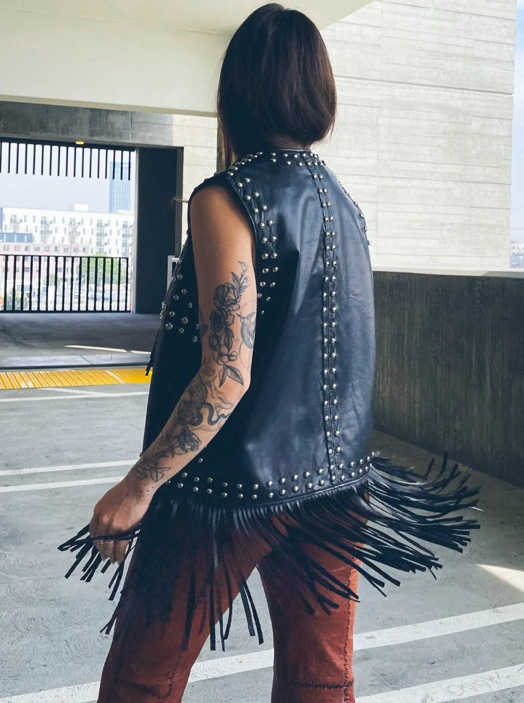 DKNY Studded Fringe Vest