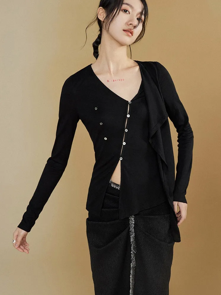 Double Placket Knitted Cardigan