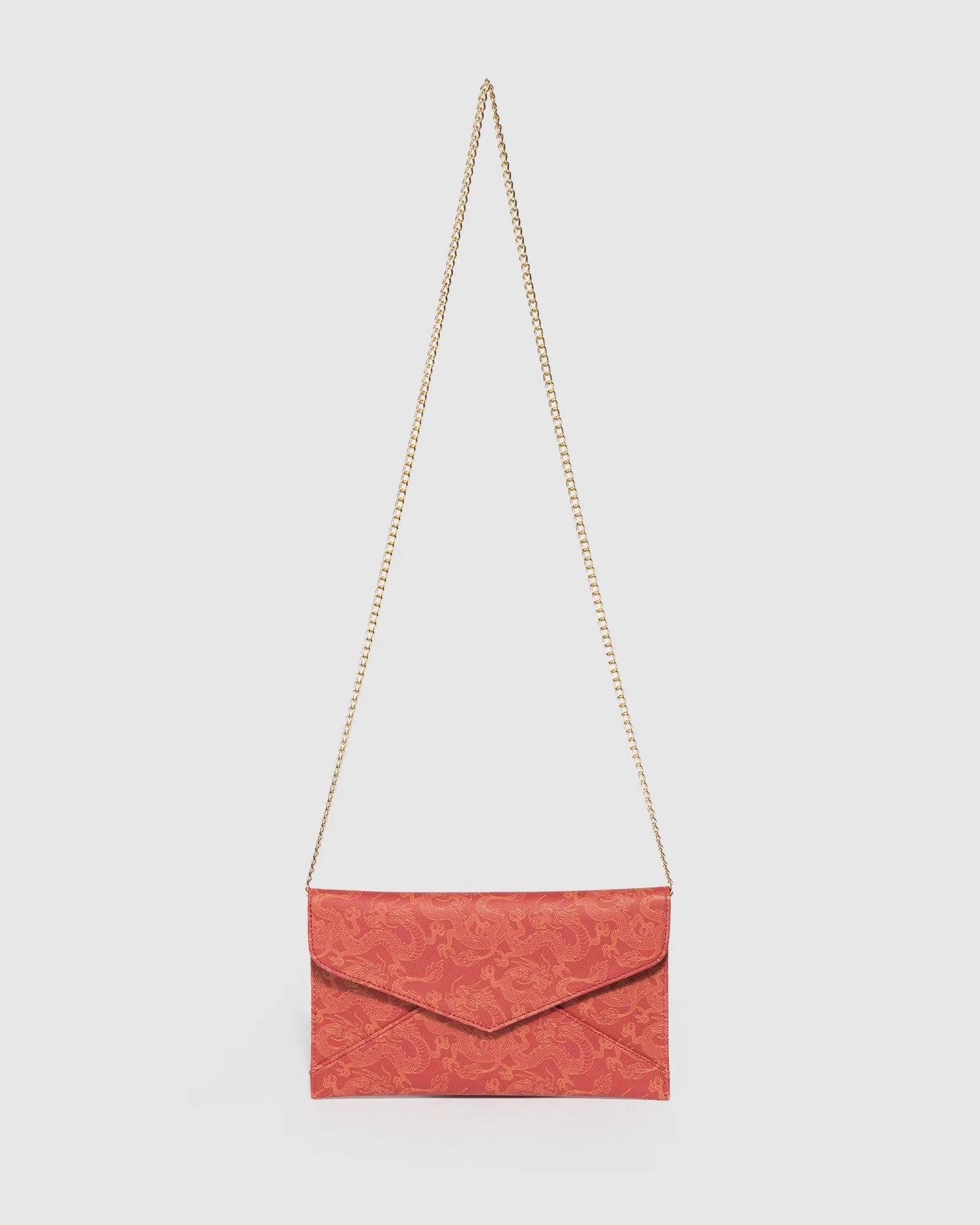 Dragon Print Kelly Envelope Clutch Bag