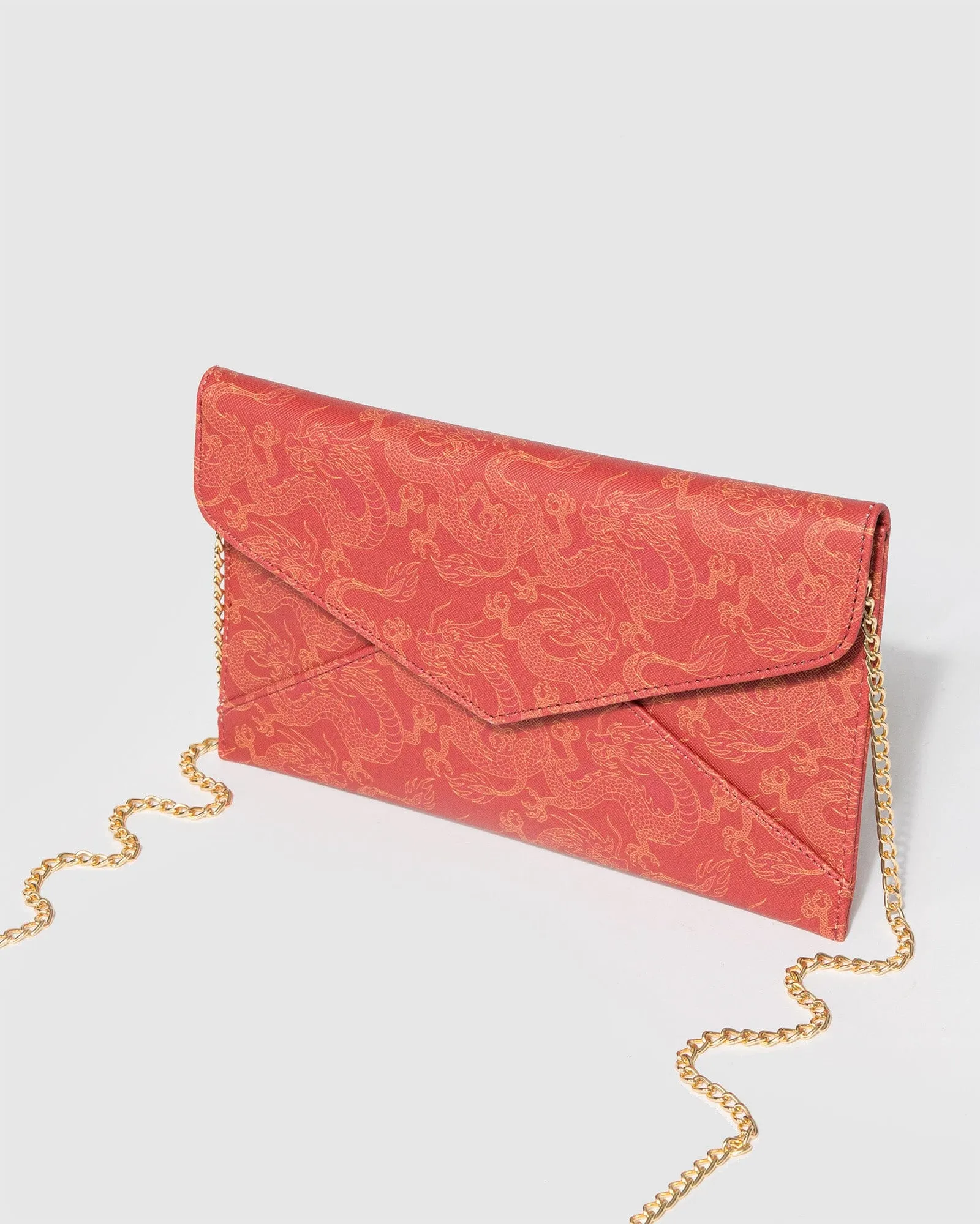 Dragon Print Kelly Envelope Clutch Bag