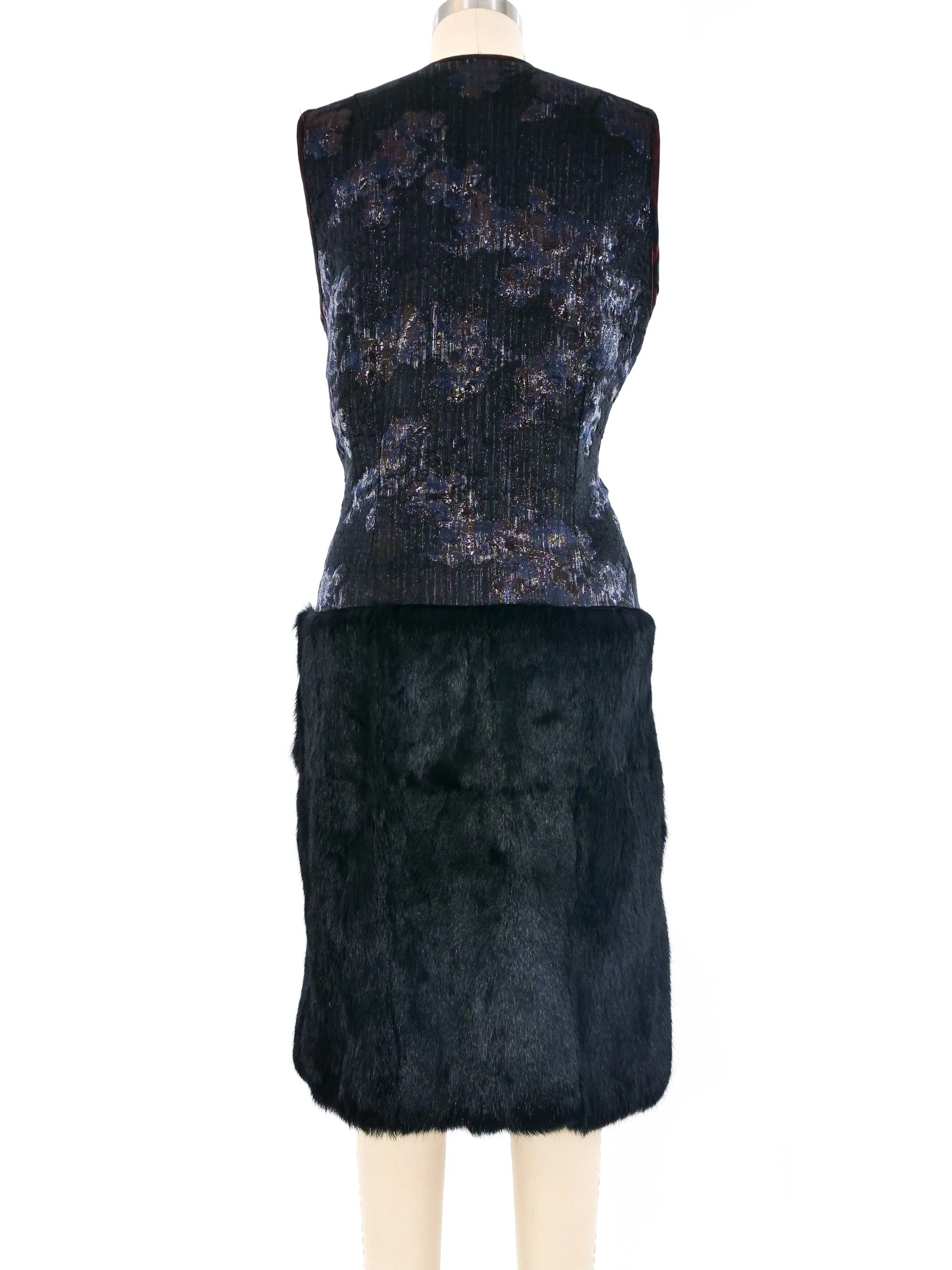 Dries Van Noten Fur Trimmed Brocade Vest