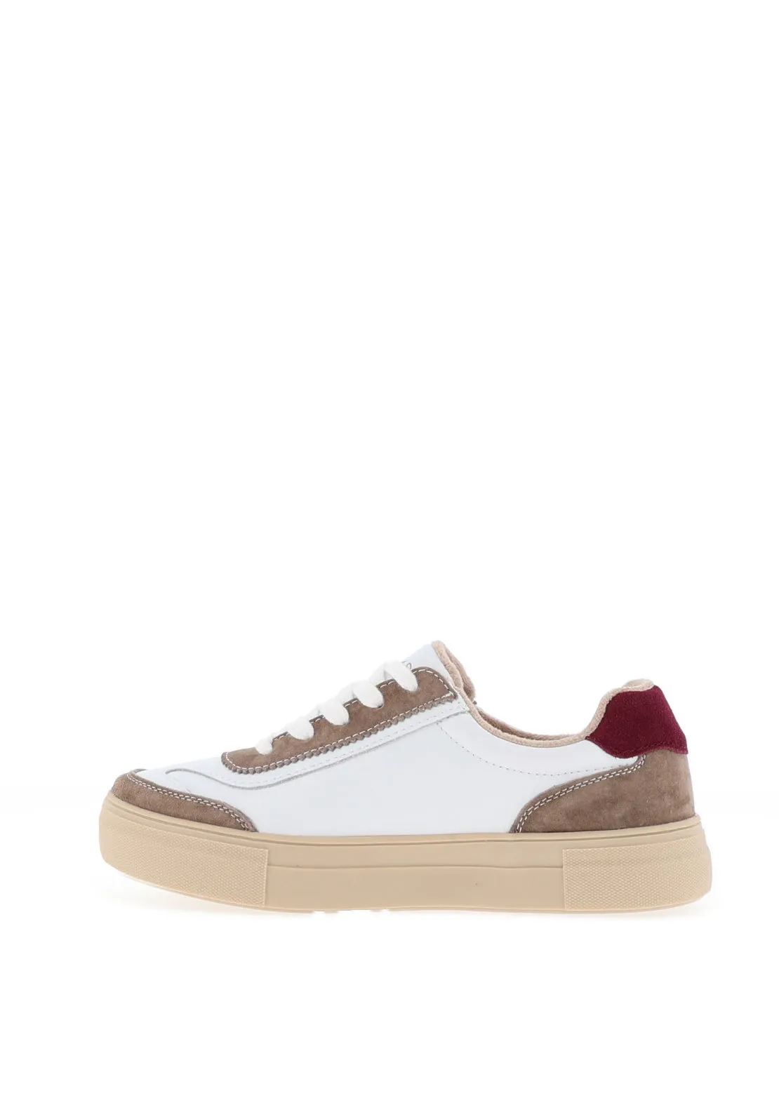 Drilleys Eighty Platform Trainers, Beige and Burgundy