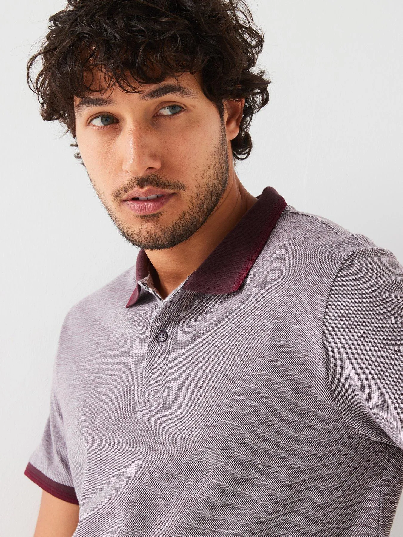 Everyday Tipped Pique Polo - Burgundy