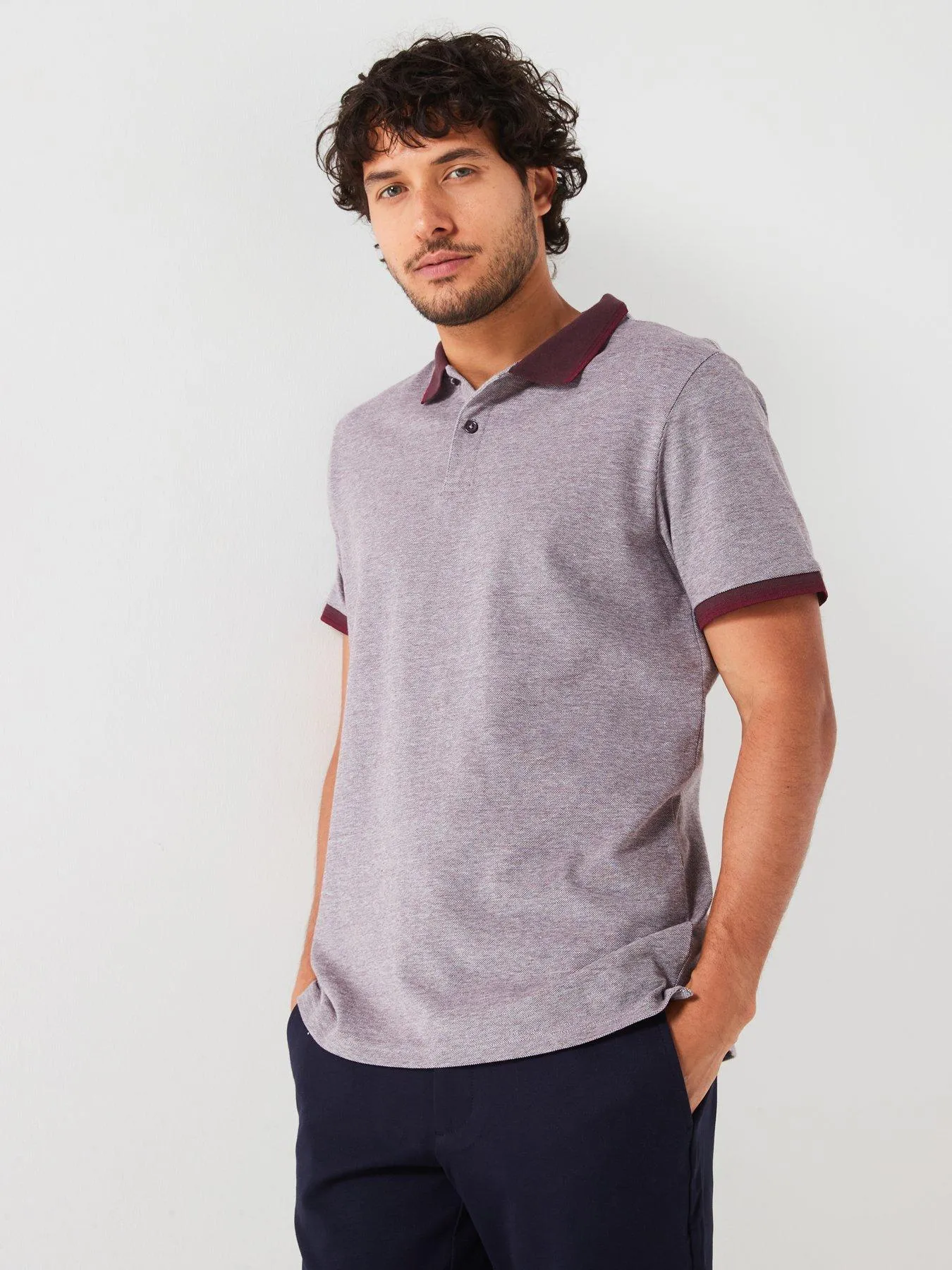 Everyday Tipped Pique Polo - Burgundy