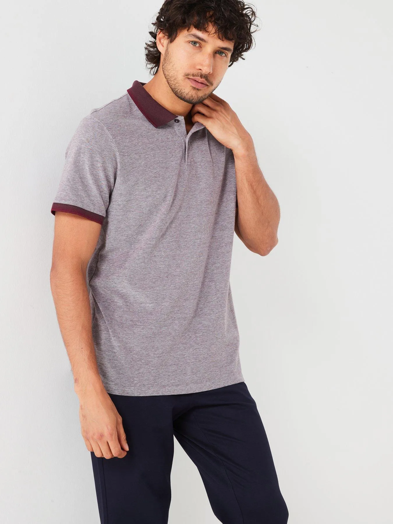 Everyday Tipped Pique Polo - Burgundy