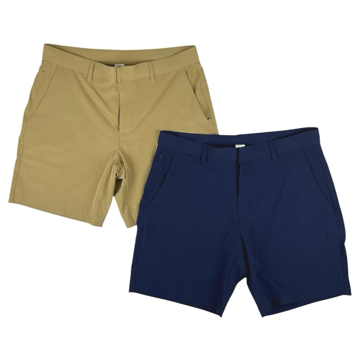 Fabletics Men's Beige & Blue 2 Piece Stretch Casual Golf Walk Shorts Lot Size 34