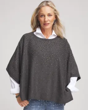 Faux Pearl Cashmere Blend Poncho