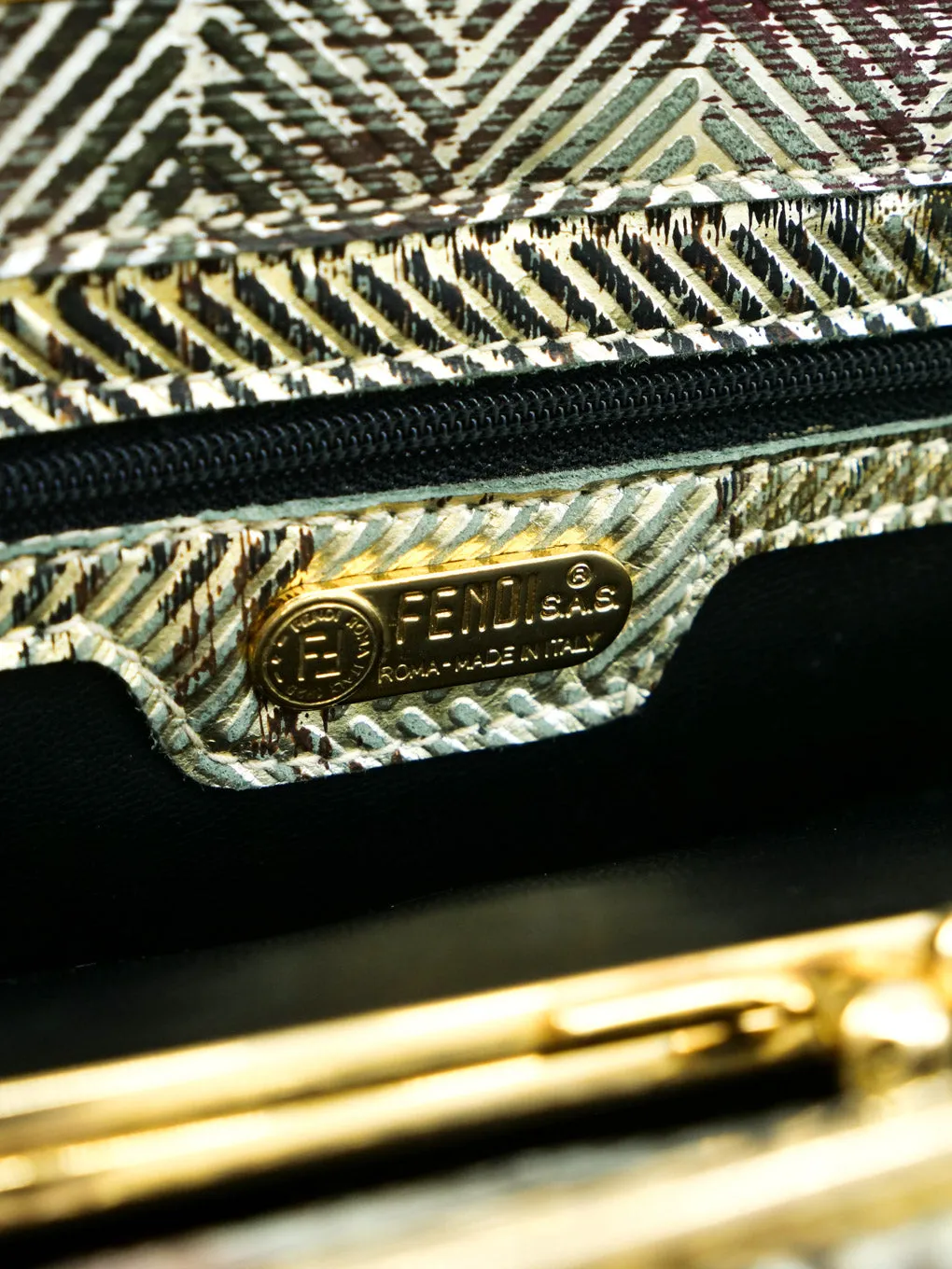 Fendi Embossed Leather Clutch