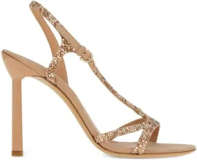 Ferragamo Gancini 105mm crystal-embellished sandals Neutrals