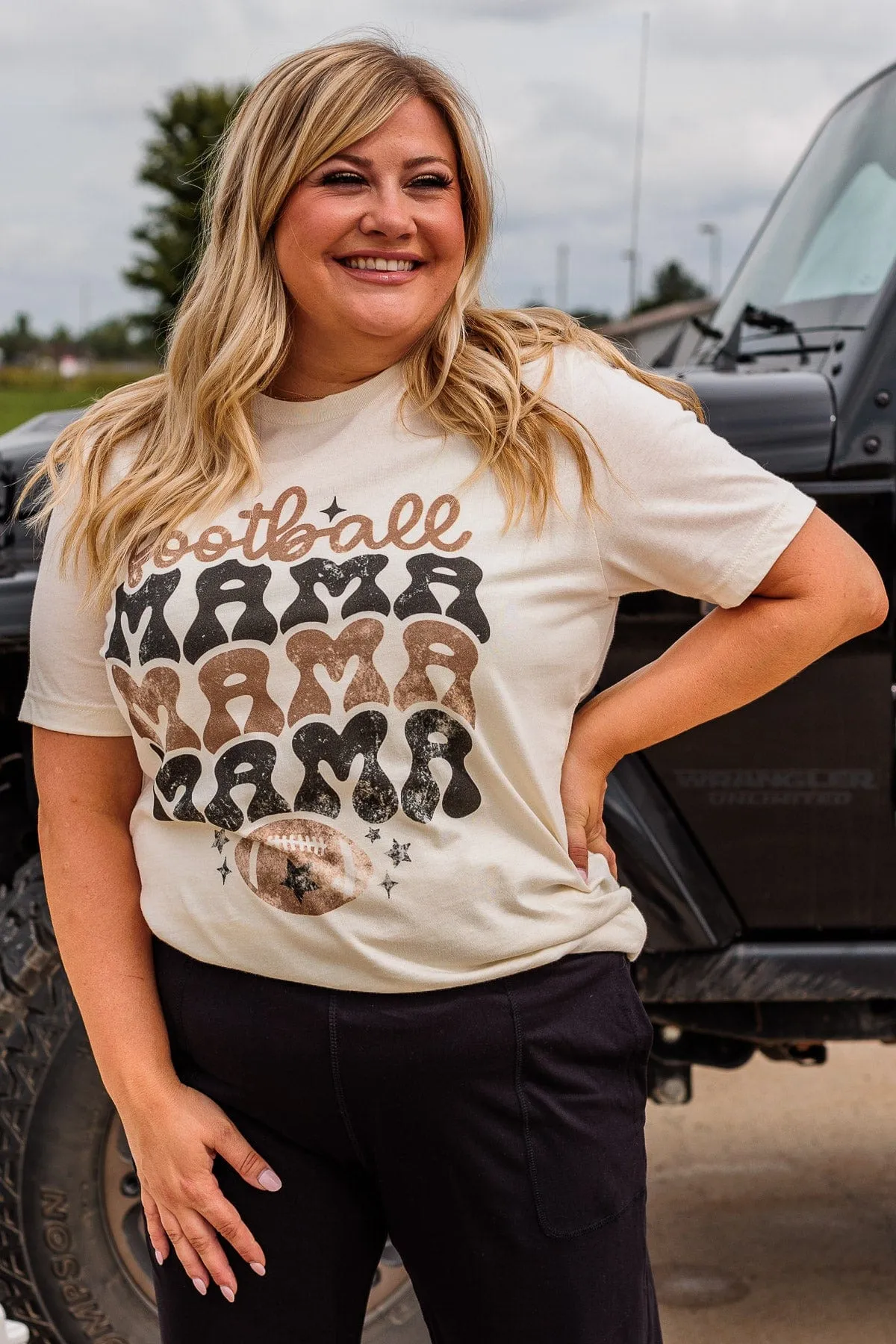 Football Mama Graphic Tee- Cream