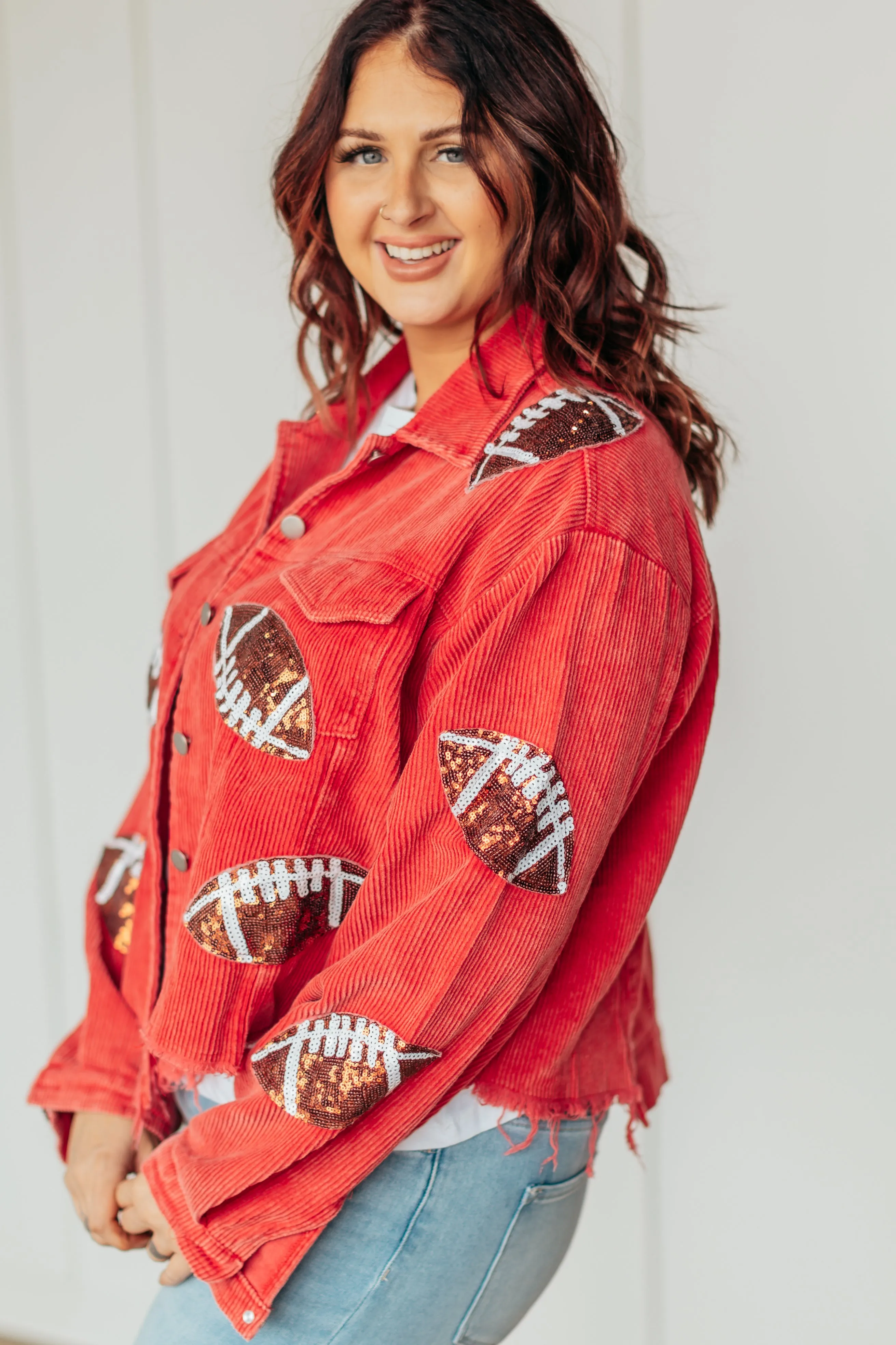 Football Season Sequin Corduroy Jacket