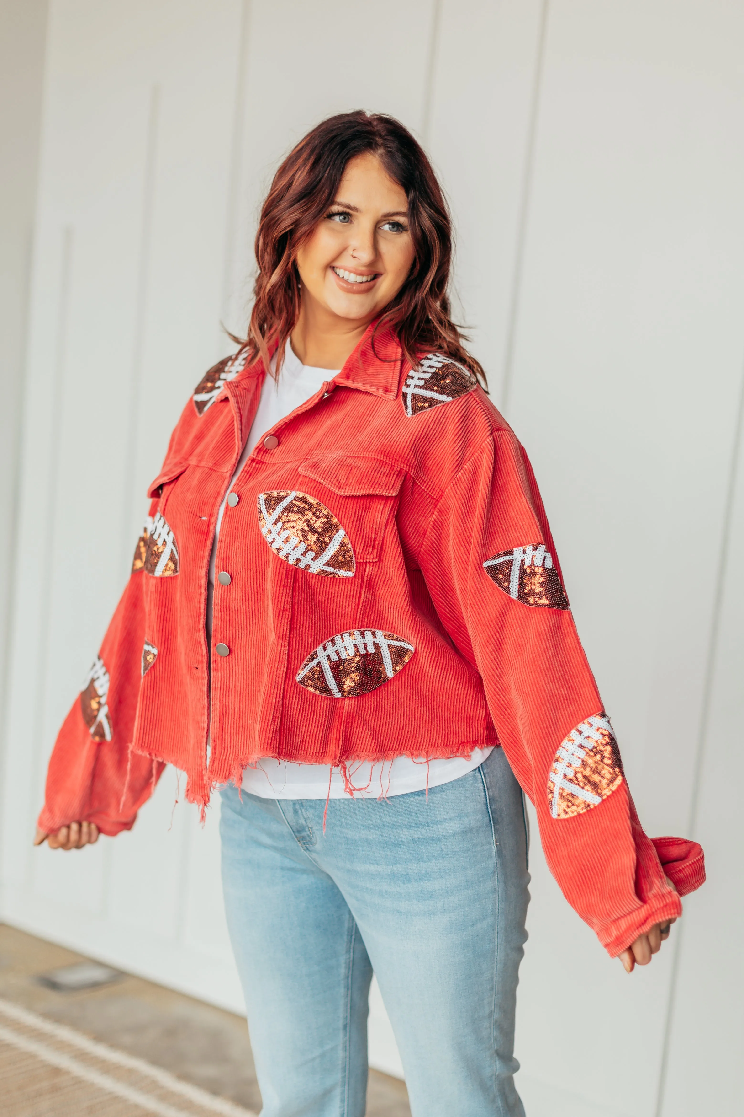 Football Season Sequin Corduroy Jacket