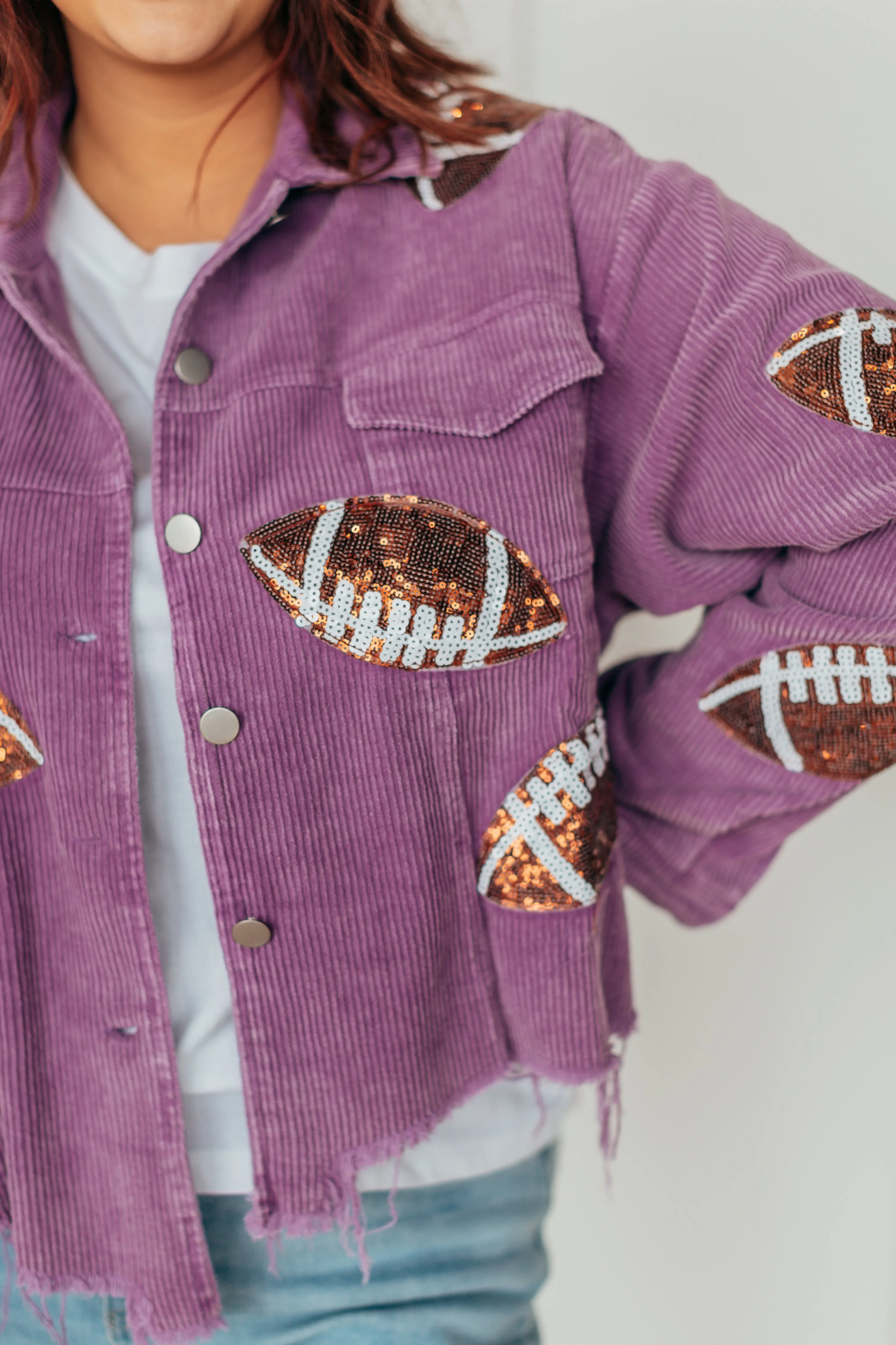 Football Season Sequin Corduroy Jacket