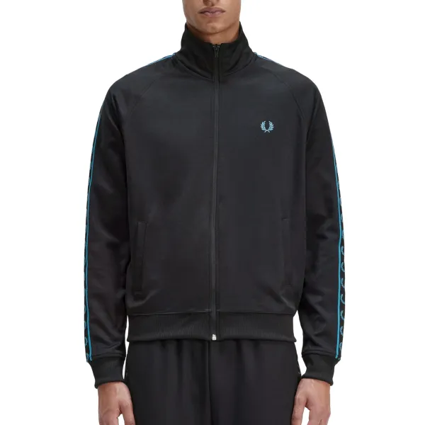 Fred Perry - Contrast Tape Track Jacket - Black/ Cyber Blue