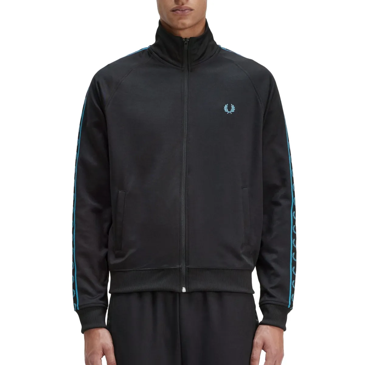 Fred Perry - Contrast Tape Track Jacket - Black/ Cyber Blue