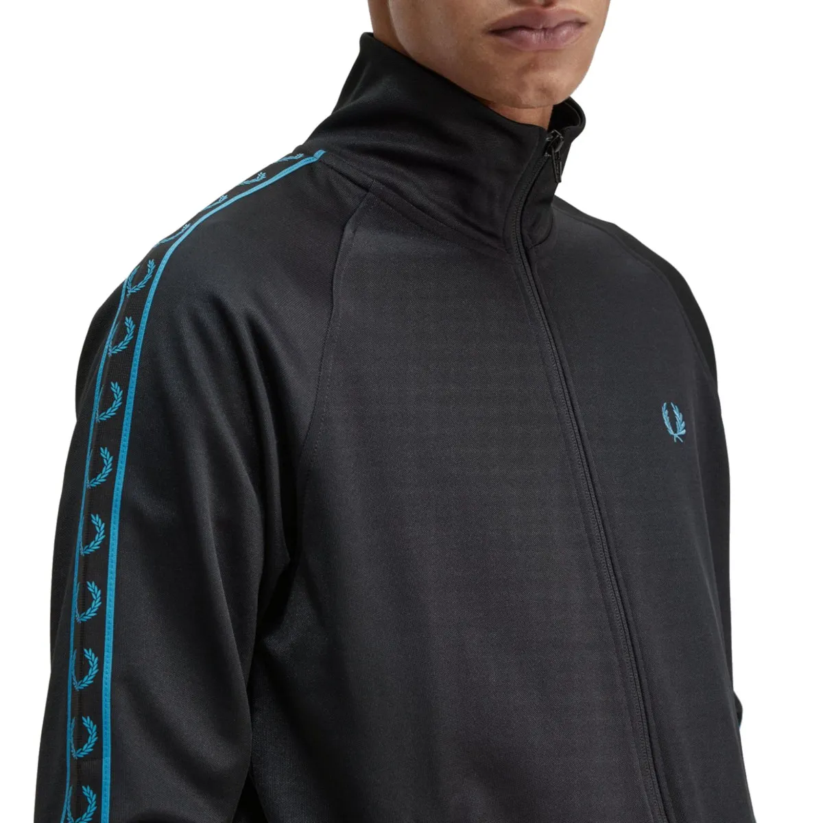 Fred Perry - Contrast Tape Track Jacket - Black/ Cyber Blue