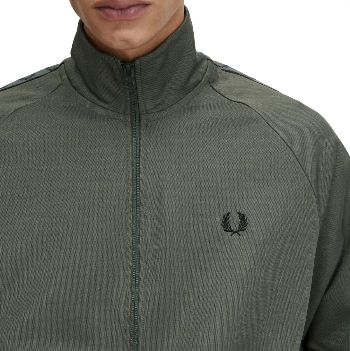 Fred Perry - Contrast Tape Track Jacket - Field Green/ Black