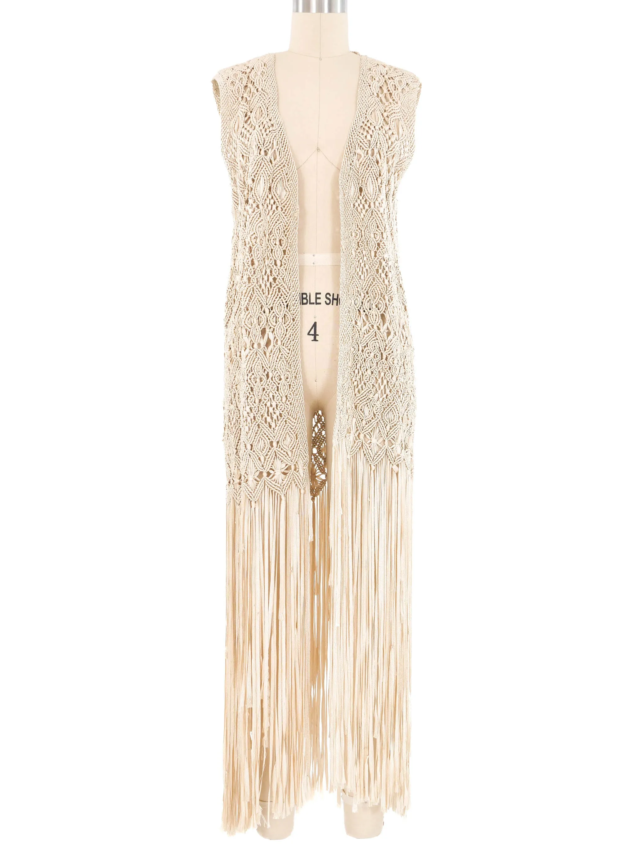 Fringed Ribbon Macrame Vest