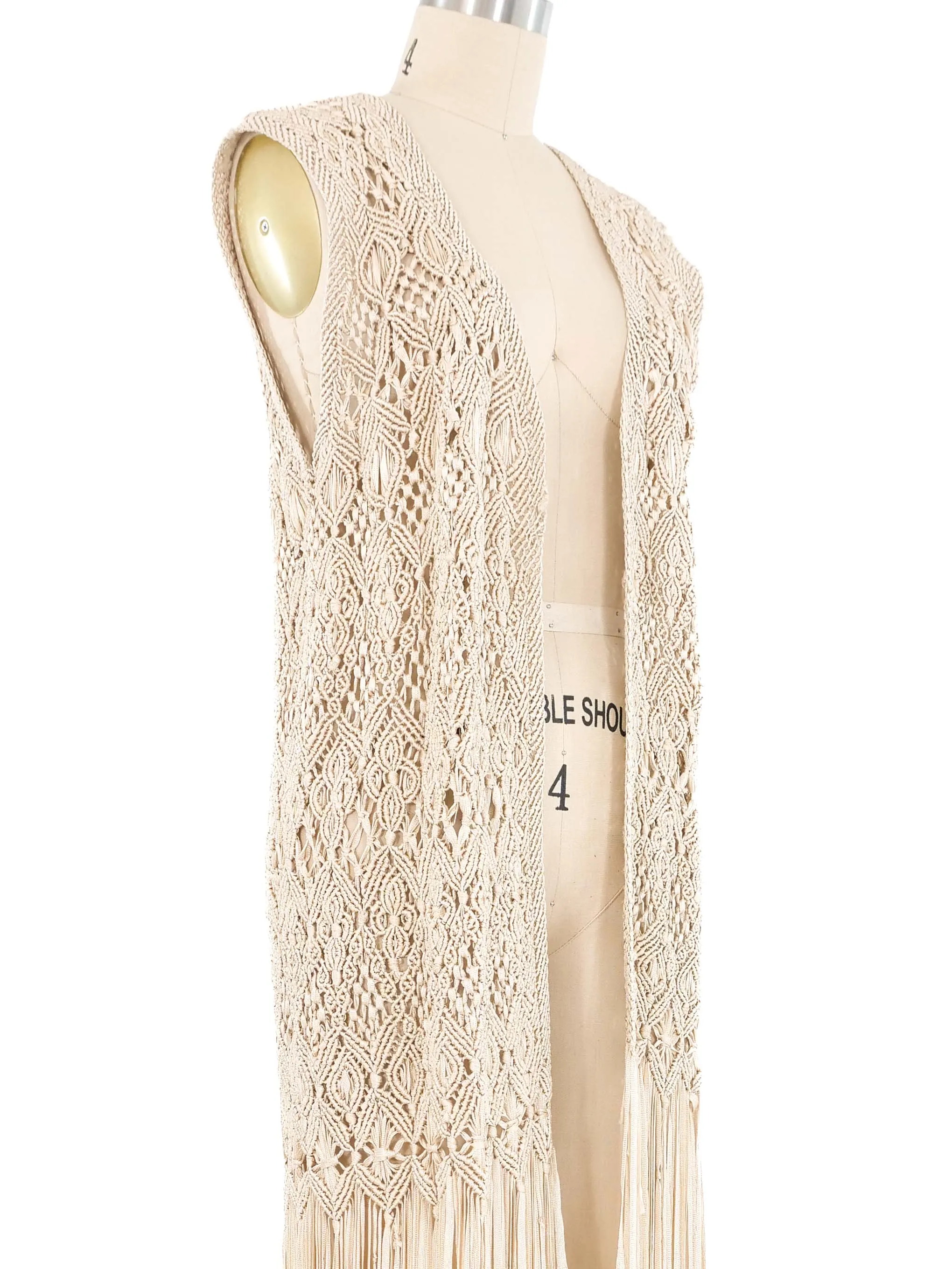 Fringed Ribbon Macrame Vest