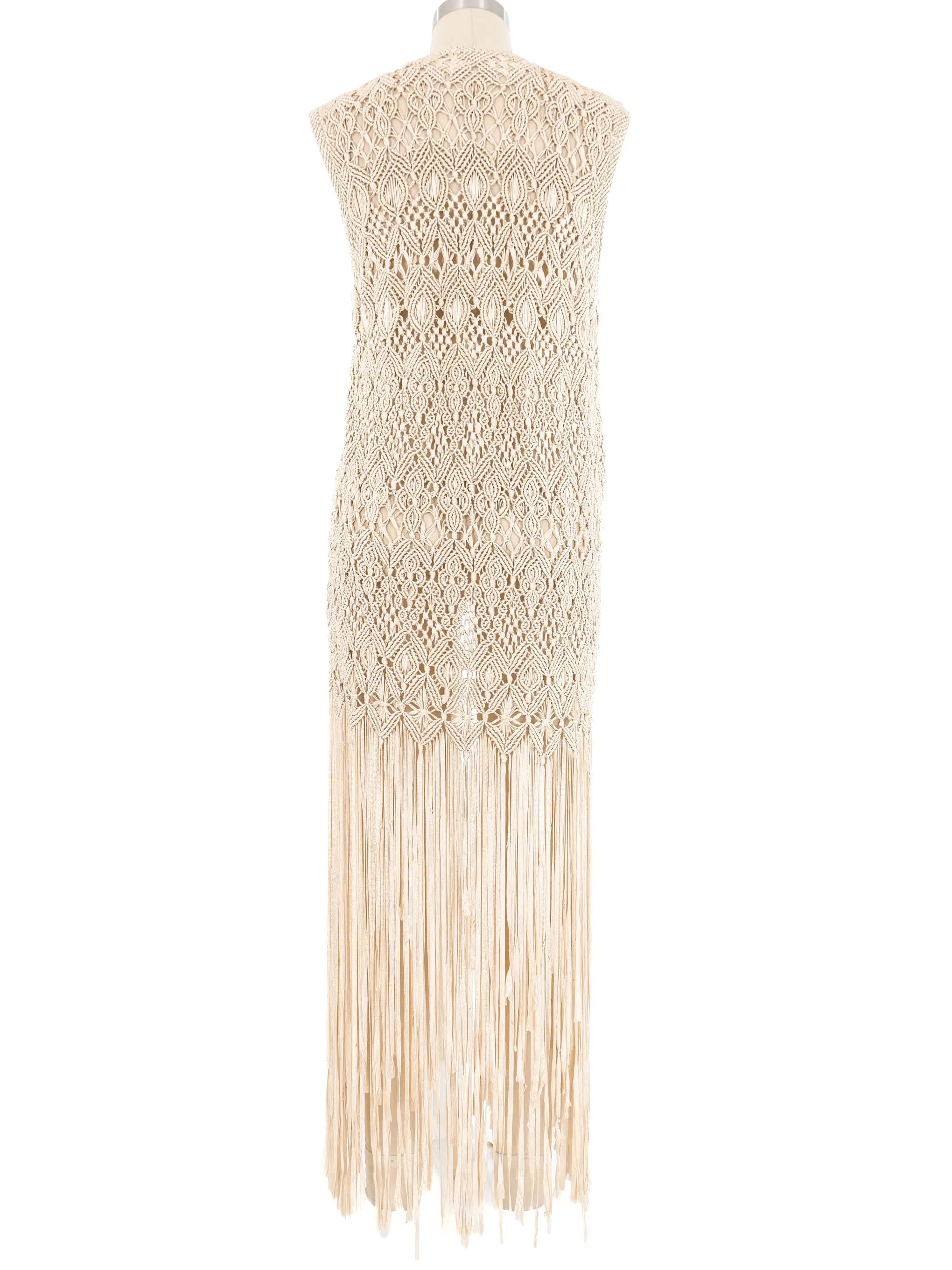 Fringed Ribbon Macrame Vest