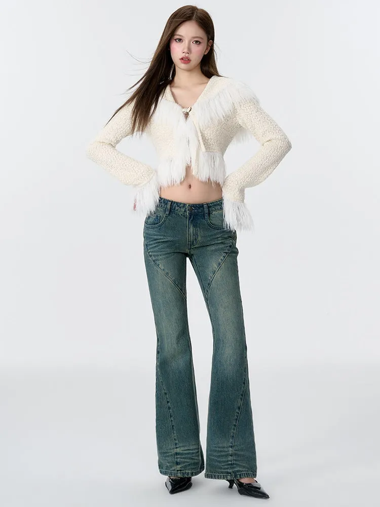 Fur Stitch Knitted Texture Short Cardigan