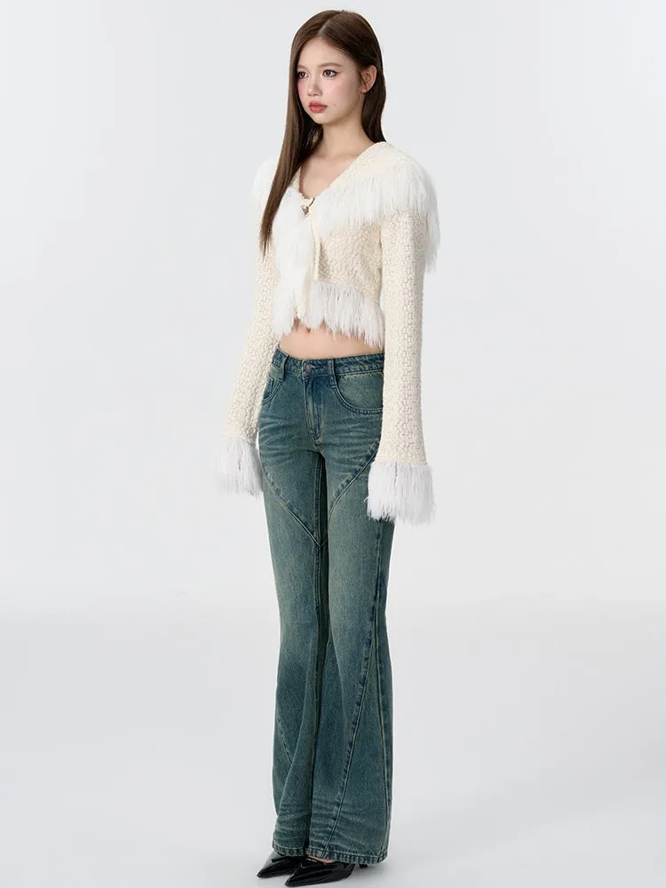 Fur Stitch Knitted Texture Short Cardigan