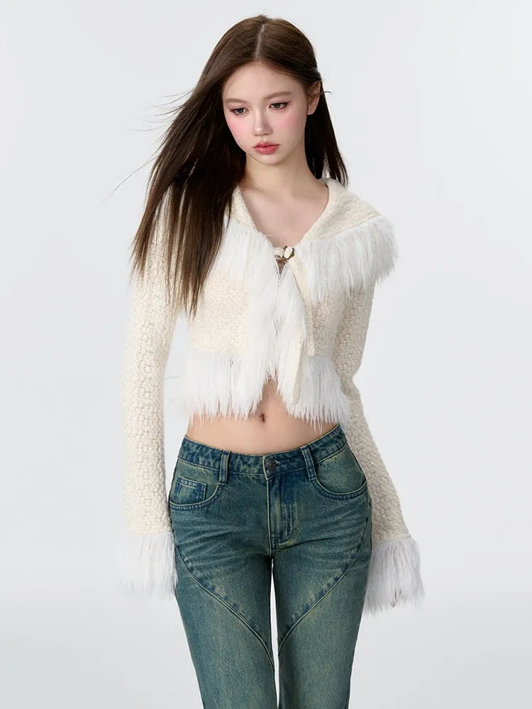 Fur Stitch Knitted Texture Short Cardigan